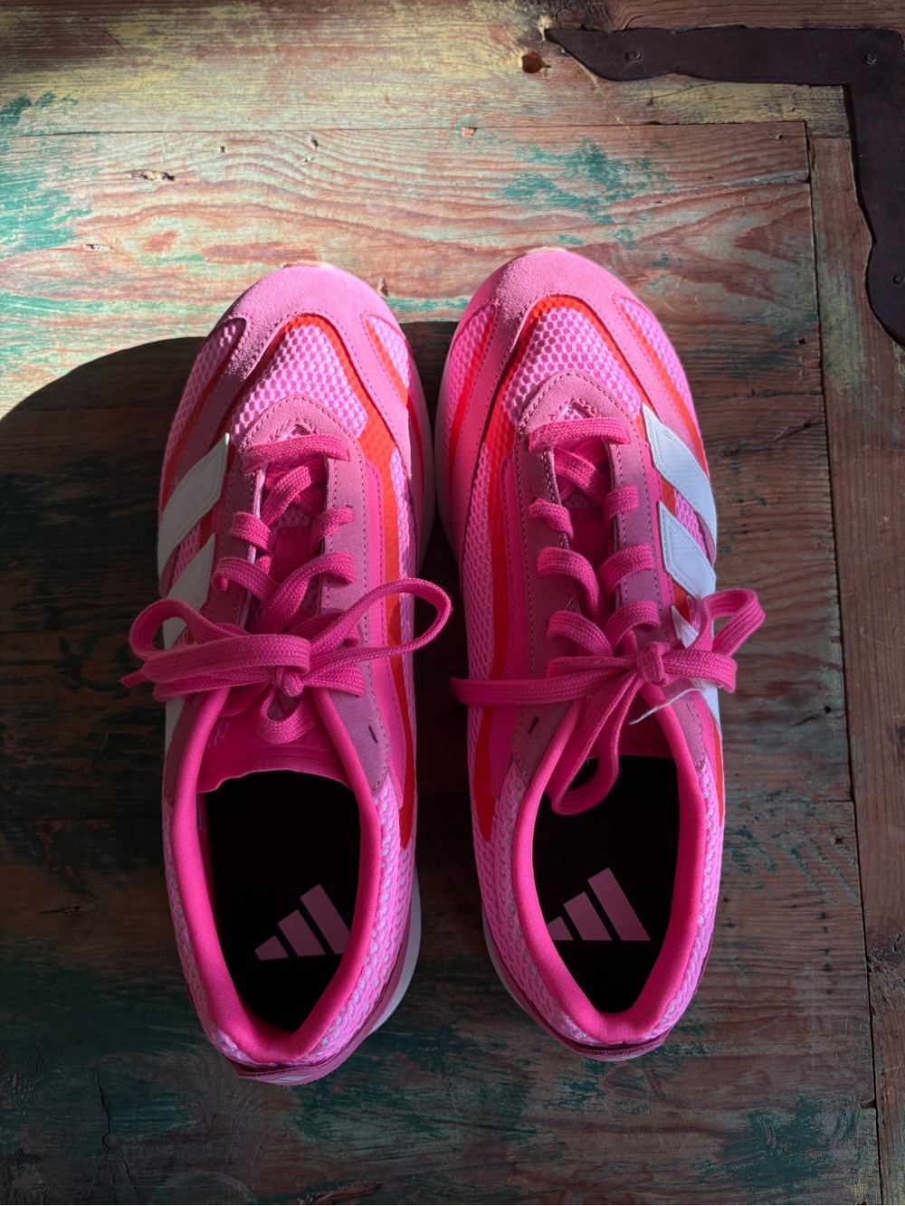adidas Hot Pink Trainer Sneakers with White Stripes